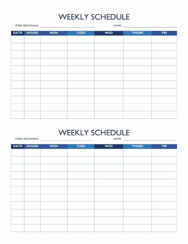 2 Week Schedule Template Beautiful Free Work Schedule Templates for Word and Excel