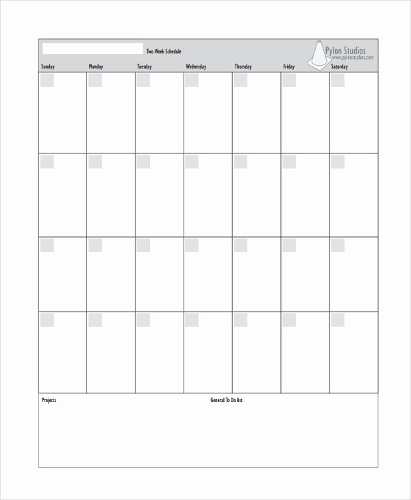 2 Week Schedule Template Fresh 16 Calendar Templates