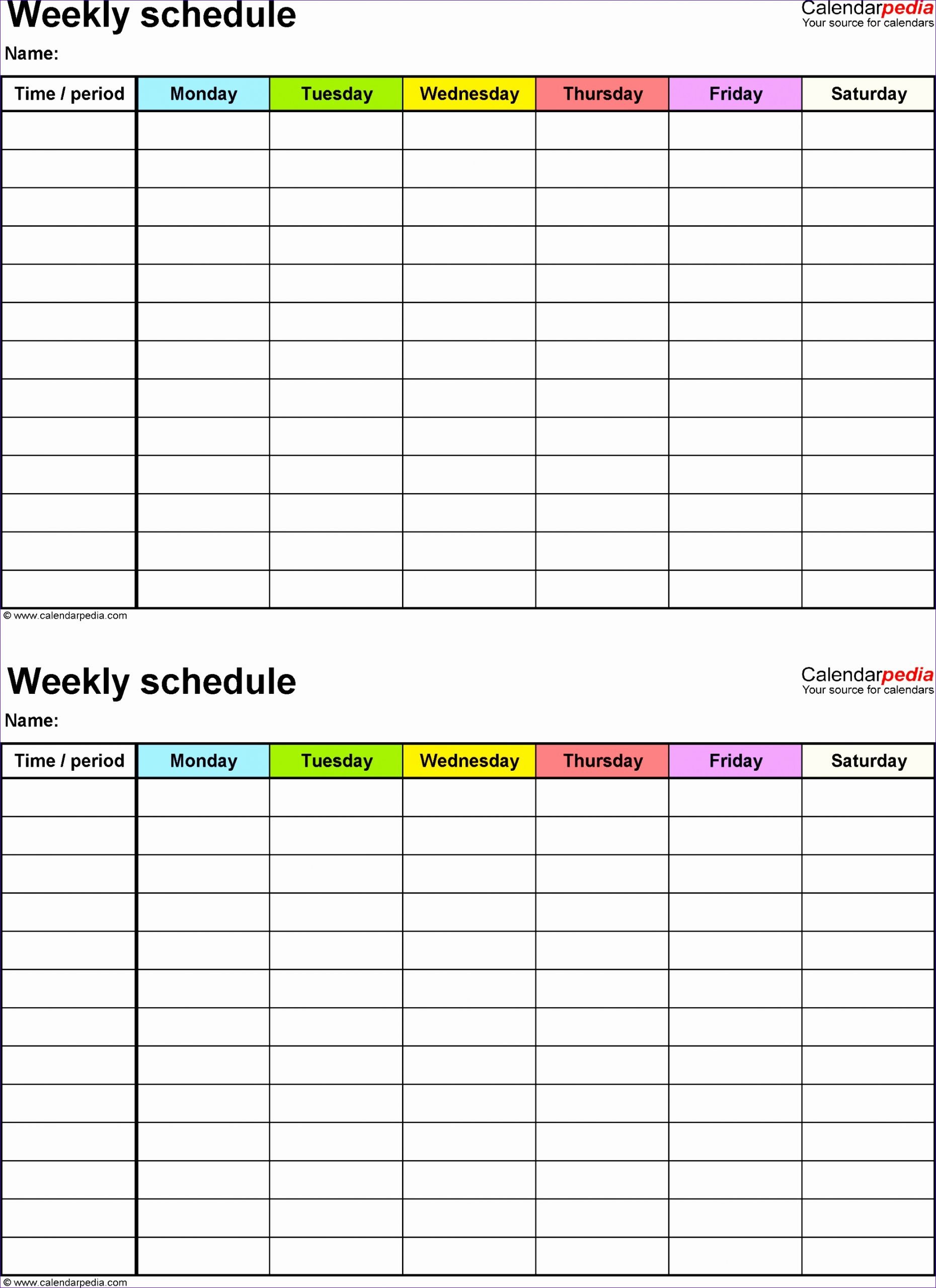 2 Week Schedule Template Inspirational 12 attendance Roster Template Excel Exceltemplates