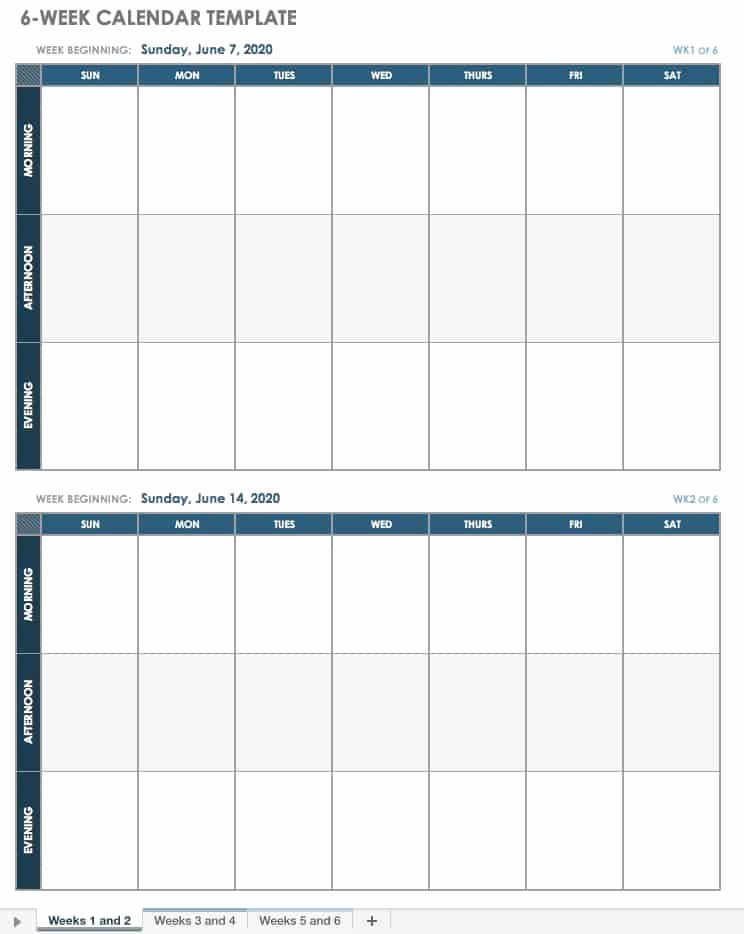 2 Week Schedule Template Inspirational Dentrodabiblia 6 Week Calendar