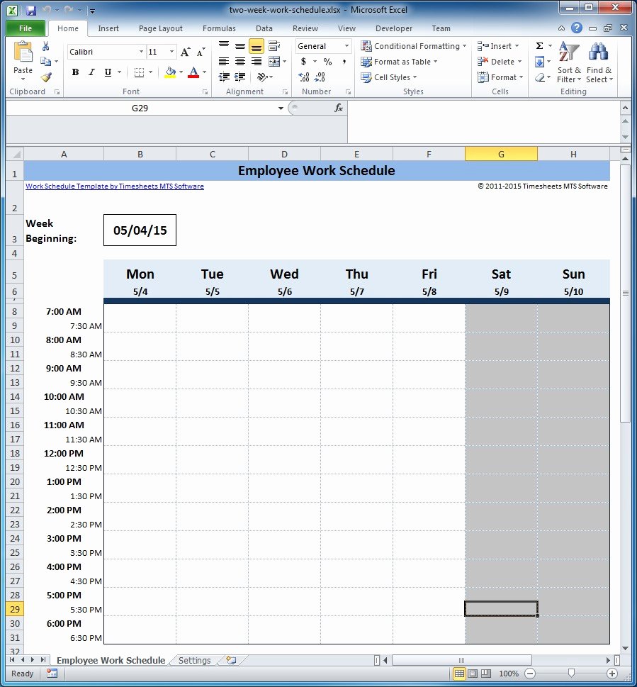 2 Week Schedule Template Unique Free Employee and Shift Schedule Templates