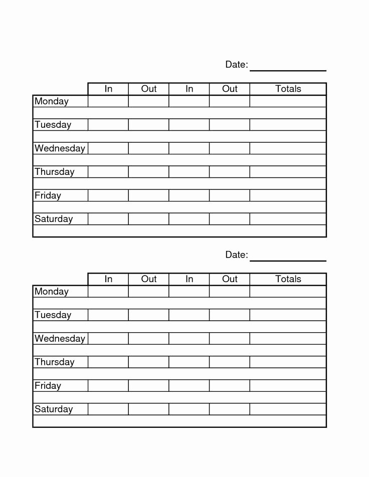 2 Week Schedule Template Unique Two Week Time Sheets Employee Time Sheets