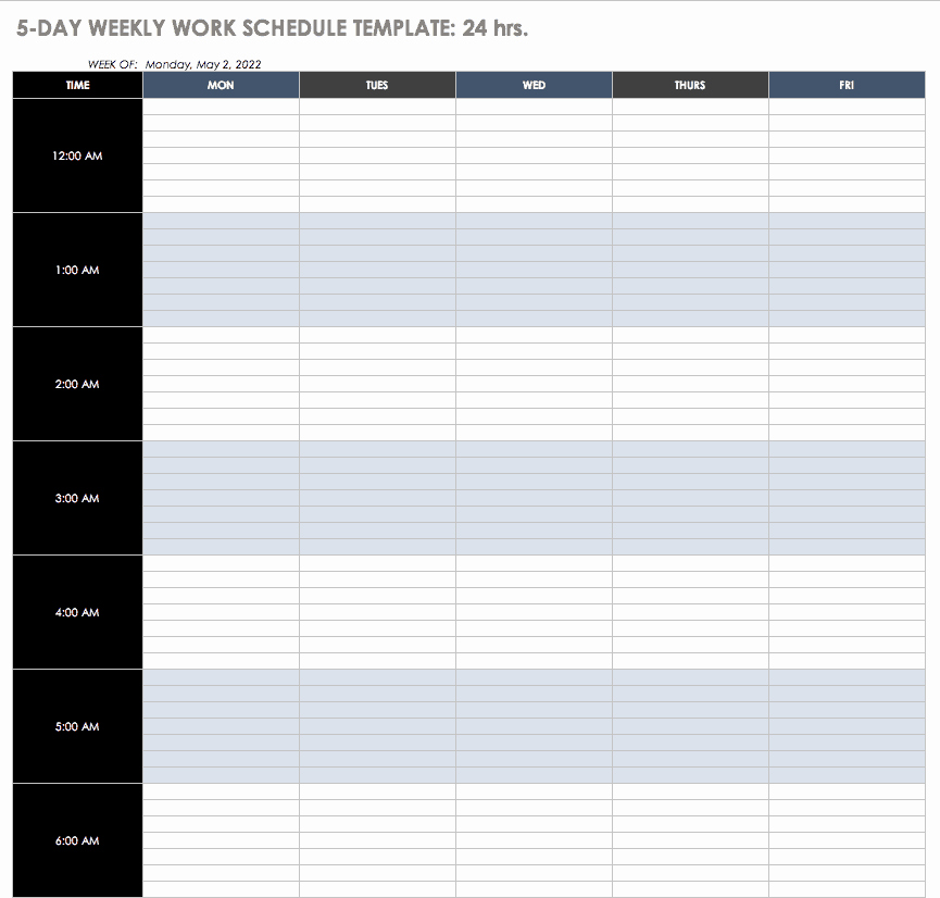 5 Day Schedule Template Inspirational Free Work Schedule Templates for Word and Excel Smartsheet