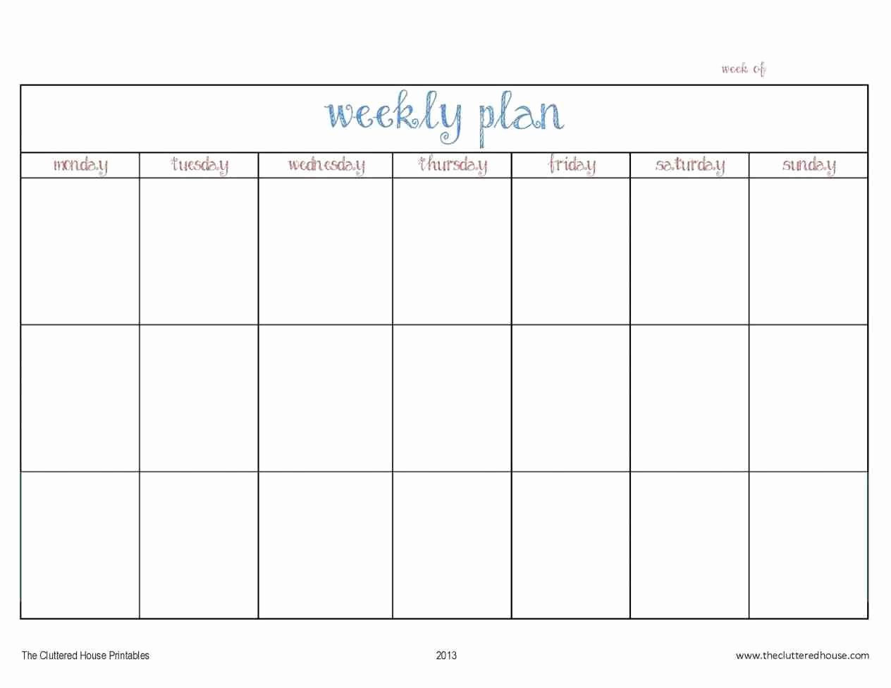 5 Day Schedule Template New 5 Day Weekly Calendar Printable
