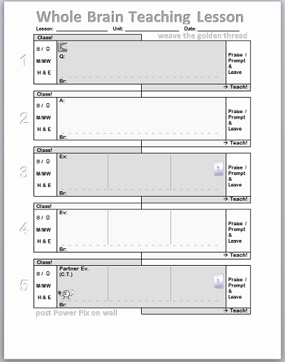 5 Step Lesson Plan Template Fresh whole Brain Teaching is for Everyone 5 Step Lesson Plan