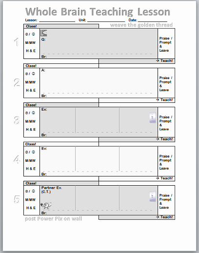 5 Step Lesson Plan Template Fresh whole Brain Teaching is for Everyone 5 Step Lesson Plan