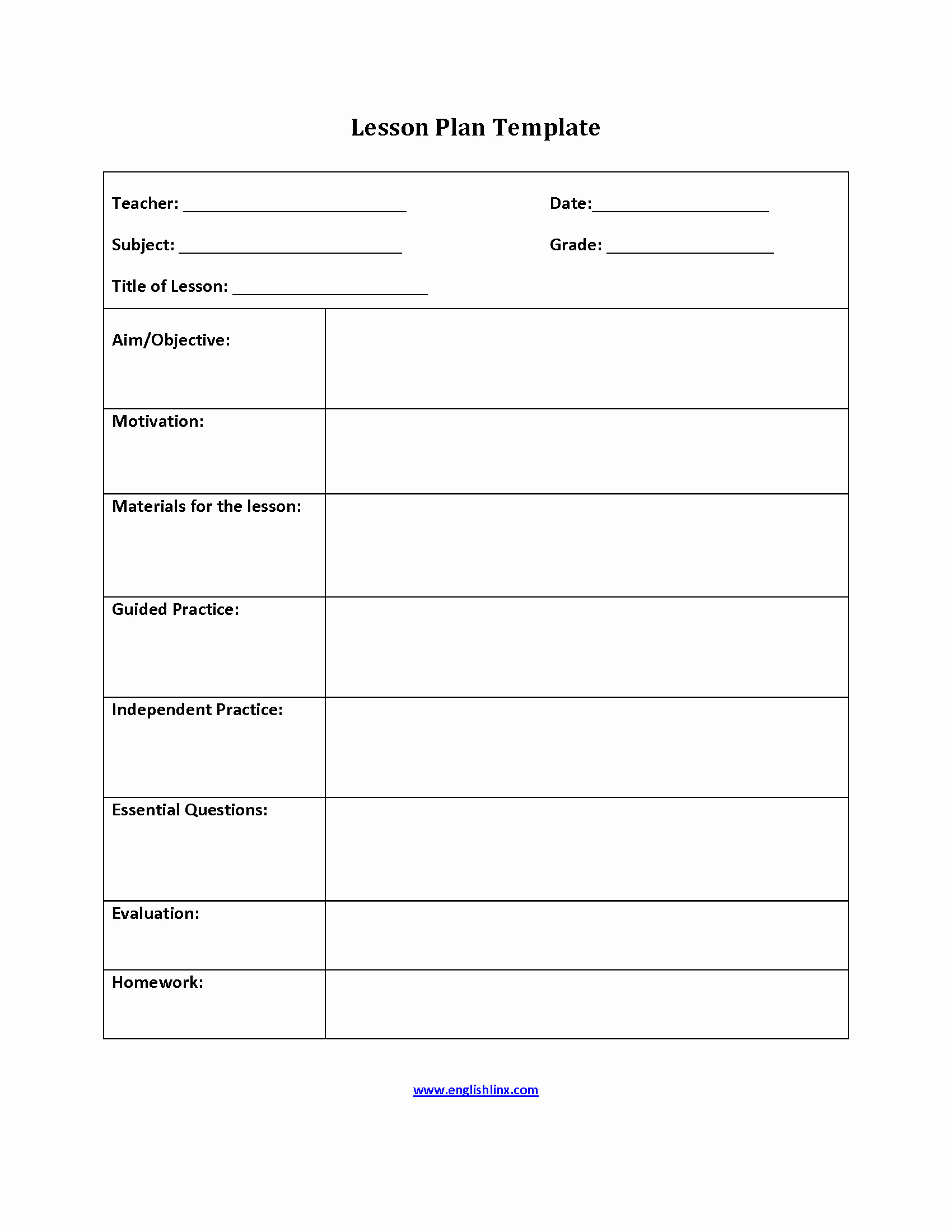 lesson plan template