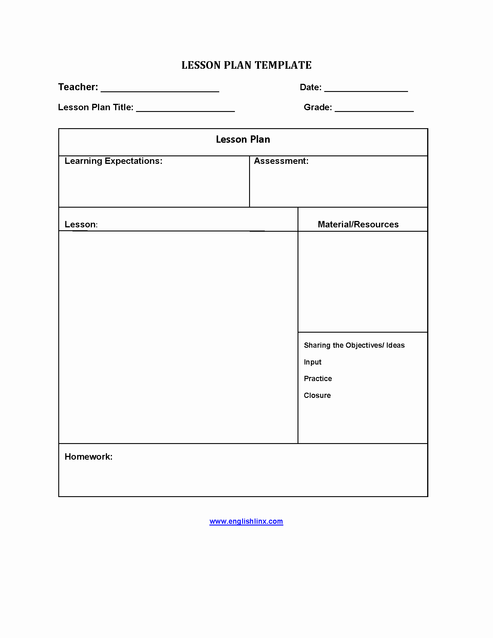 5 Step Lesson Plan Template New Lesson Plan Template