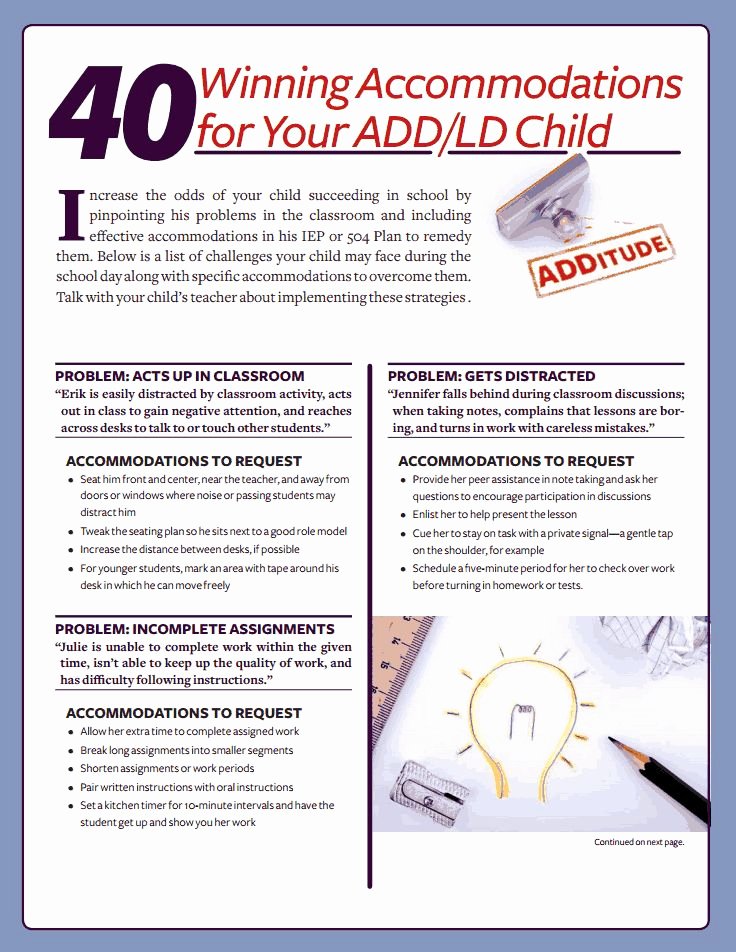 504 Plan Template Adhd Awesome 41 Best Iep Mods Ac Modations Images On Pinterest