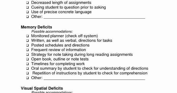 504 Plan Template Adhd Lovely 504 Education Plan Examples Cool for School