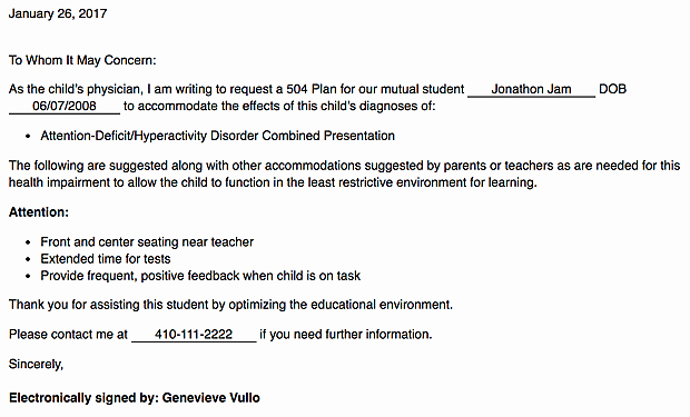 504 Plan Template Adhd Unique Adhd Patient Specific Template