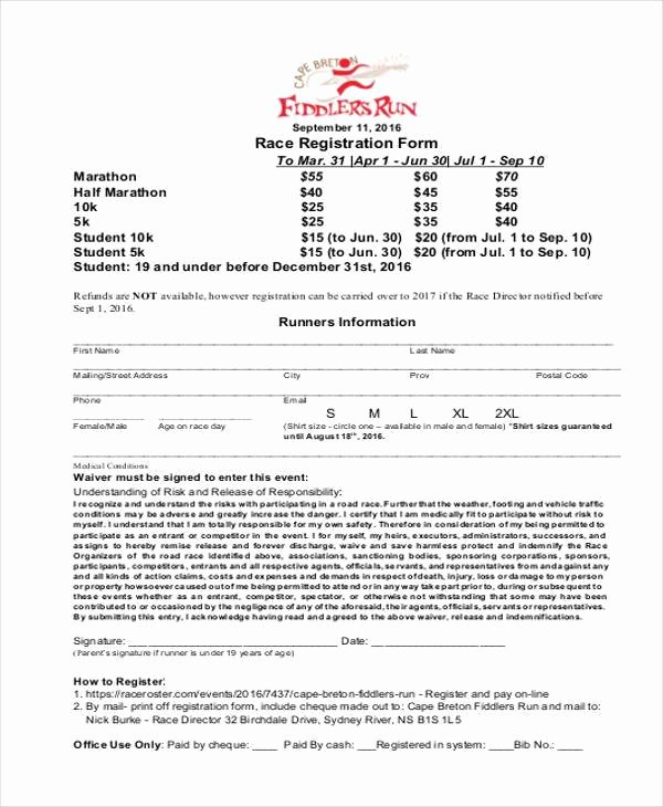 5k Race Registration form Template New Free 38 Registration form Templates