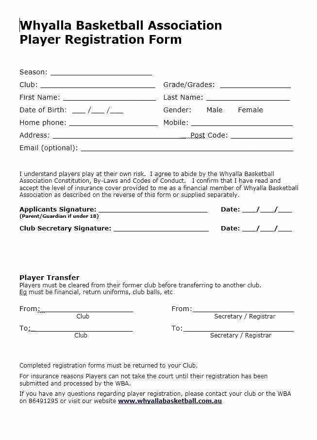 5k Race Registration form Template New Printable Sports Registration form Template