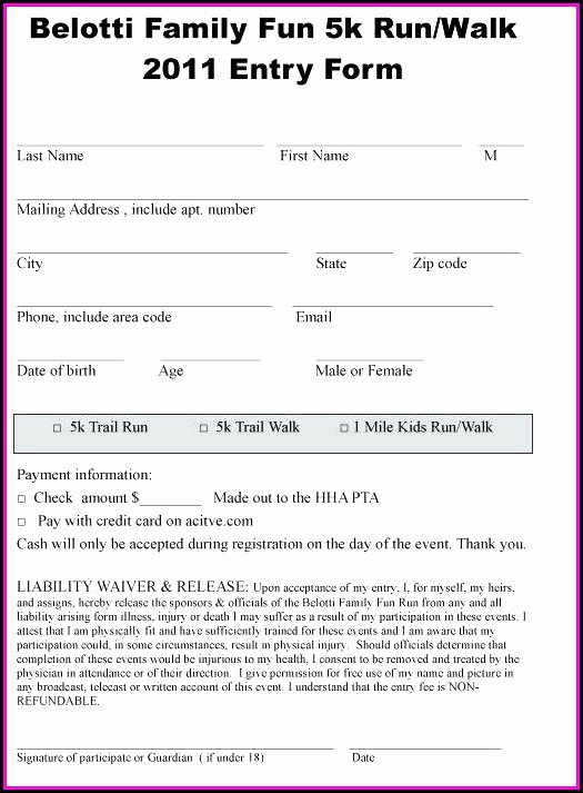 5k Registration form Template Awesome 5k Registration form Template Word Template 2 Resume