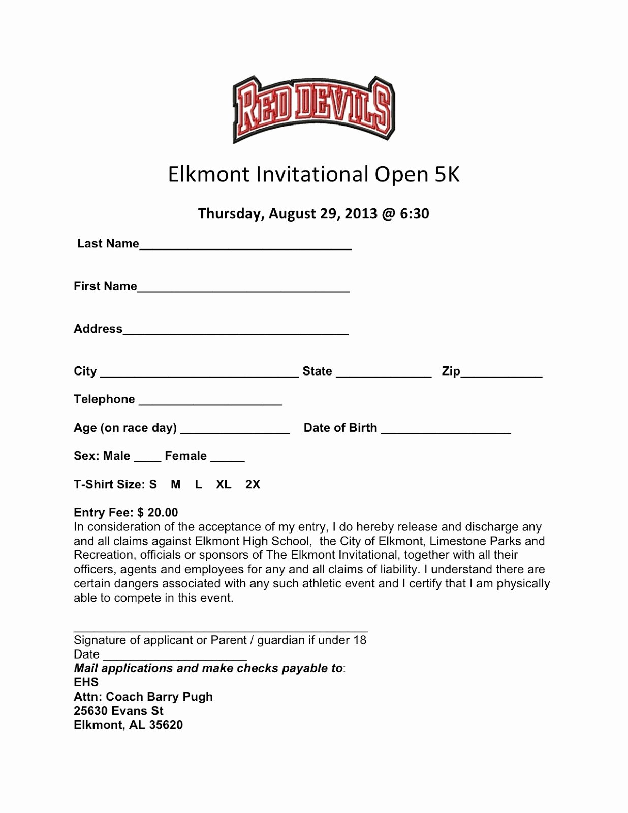 5k Registration form Template Beautiful Elkmont Alabama Elkmont Open 5k Run Runners Unite