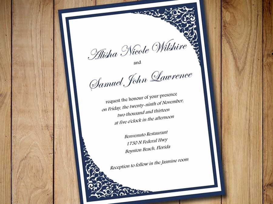 5x7 Invitation Template Word Awesome Printable Wedding Invitation Template Download Dark Navy