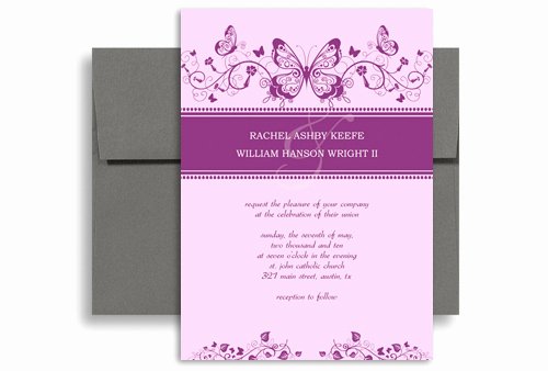 5x7 Invitation Template Word Awesome Purple White butterfly Printable Wedding Invitation 5x7 In