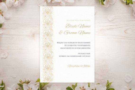 5x7 Invitation Template Word Beautiful Diy Printable 5x7 Wedding Invitation Template Gold Heart