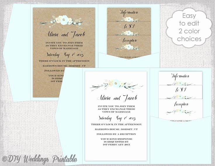 5x7 Invitation Template Word Elegant Pocket Wedding Invitation Template Diy Pocketfold Wedding