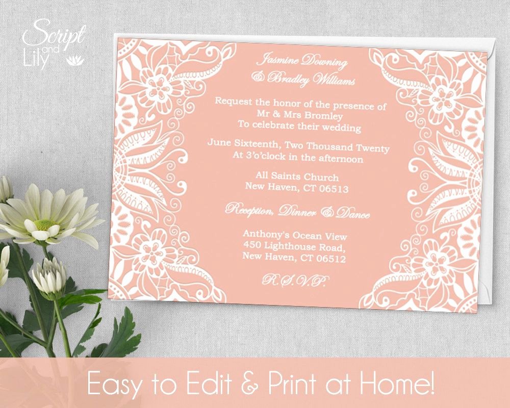 5x7 Invitation Template Word Luxury Printable Lace Invitation Template