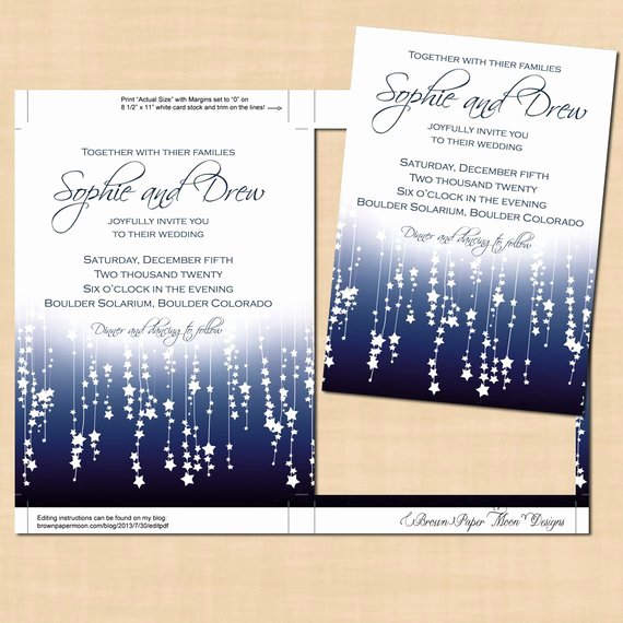 5x7 Invitation Template Word Unique Blue Star Streamers Wedding Invitation Template 5x7