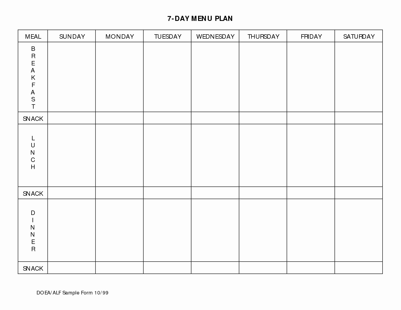 7 Day Planner Template Awesome 7 Day Meal Planner Template