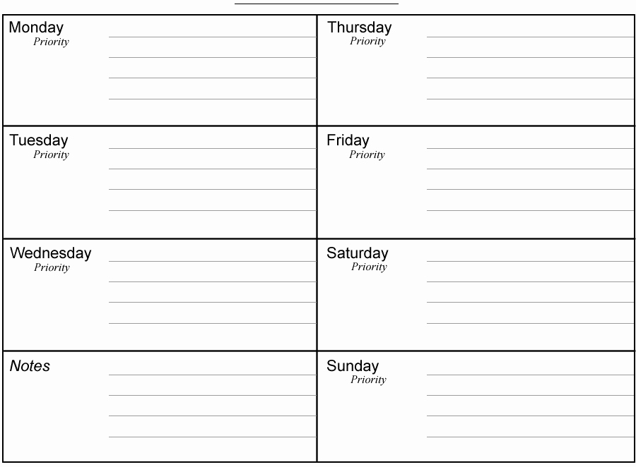 7 Day Planner Template Elegant Planner