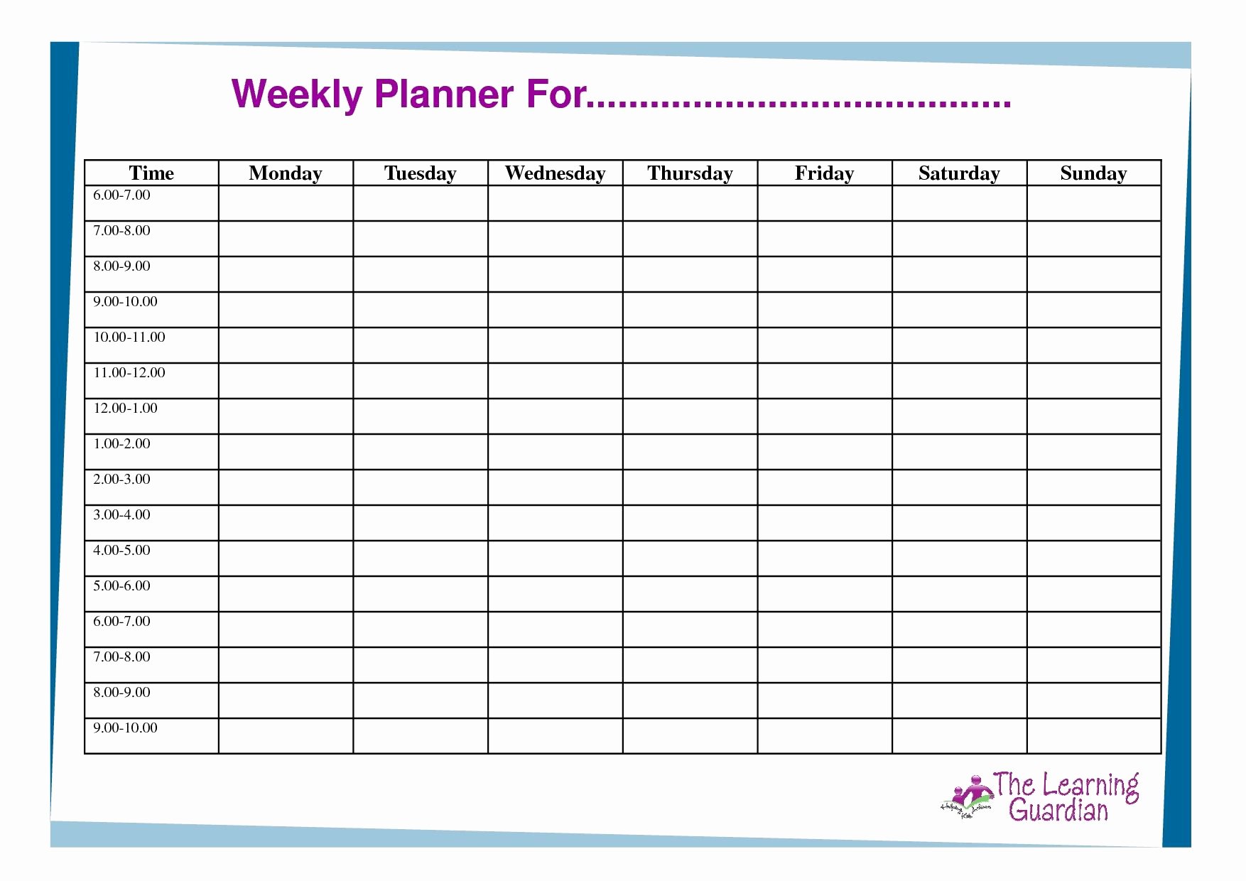 7 Day Planner Template Luxury Free Printable Weekly Calendar Templates Planner for Time