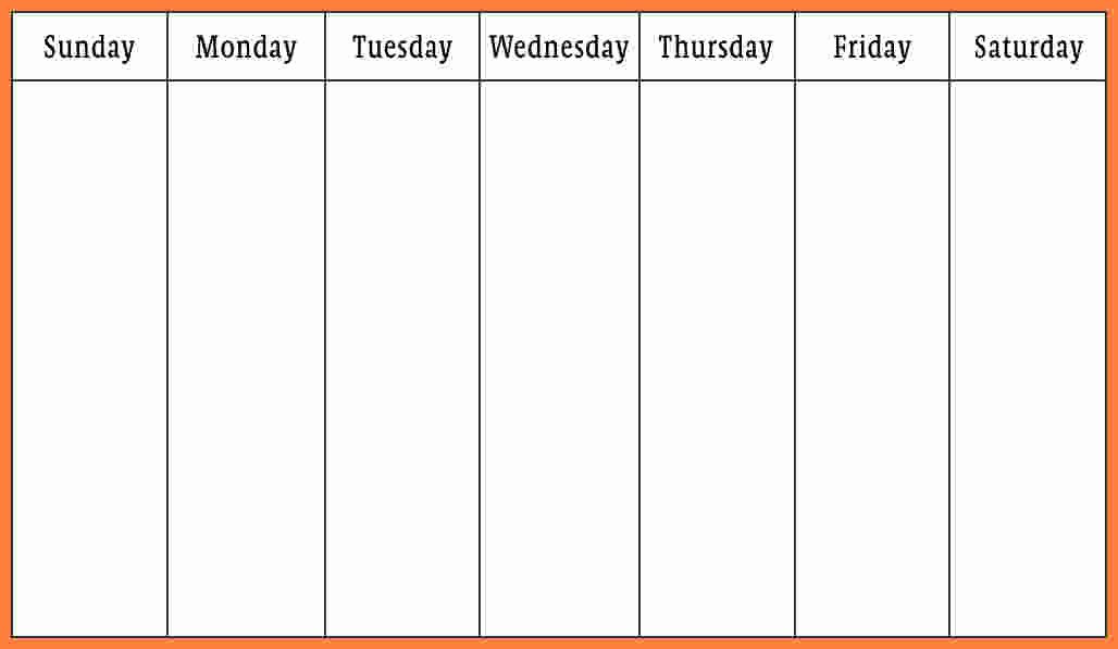 7 Day Week Schedule Template Beautiful 7 Weekly Calendar Template Word