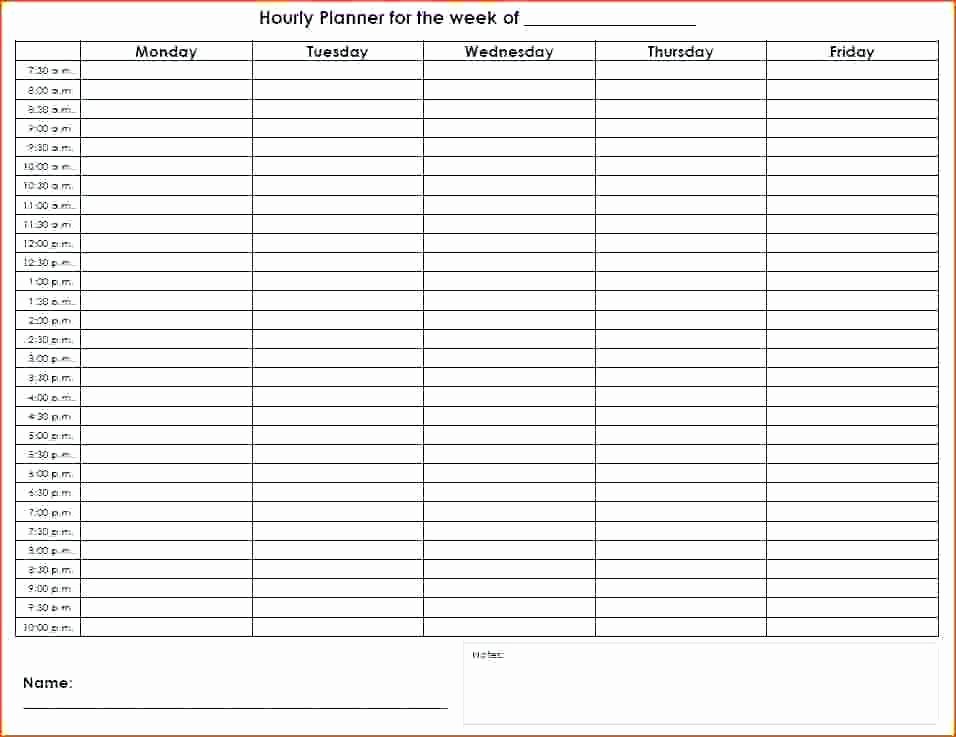 7 Day Week Schedule Template Best Of Hourly Planner Template Excel Day