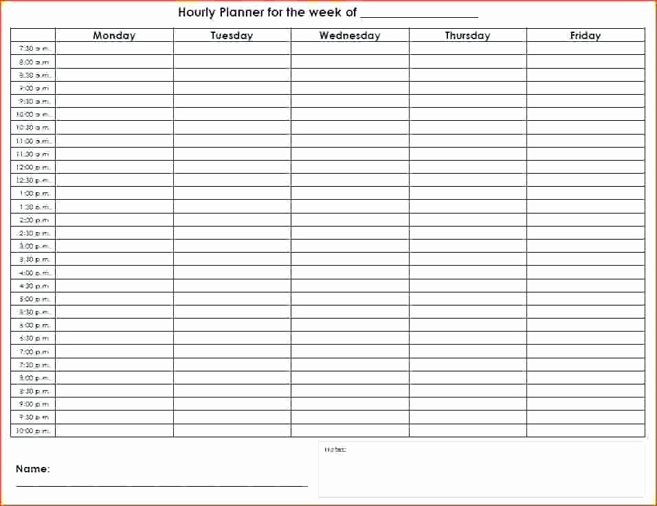 7 Day Week Schedule Template Best Of Hourly Planner Template Excel Day