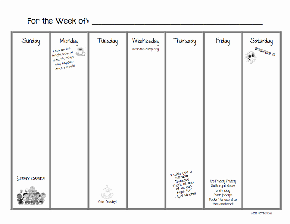 7 Day Week Schedule Template Elegant Calendar Printable Gallery Category Page 73