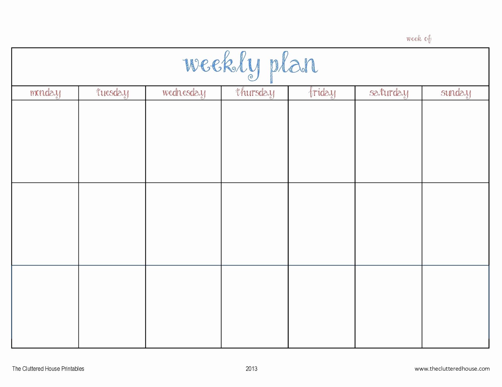 7 Day Week Schedule Template New Blank 7 Days Work Schedule Template