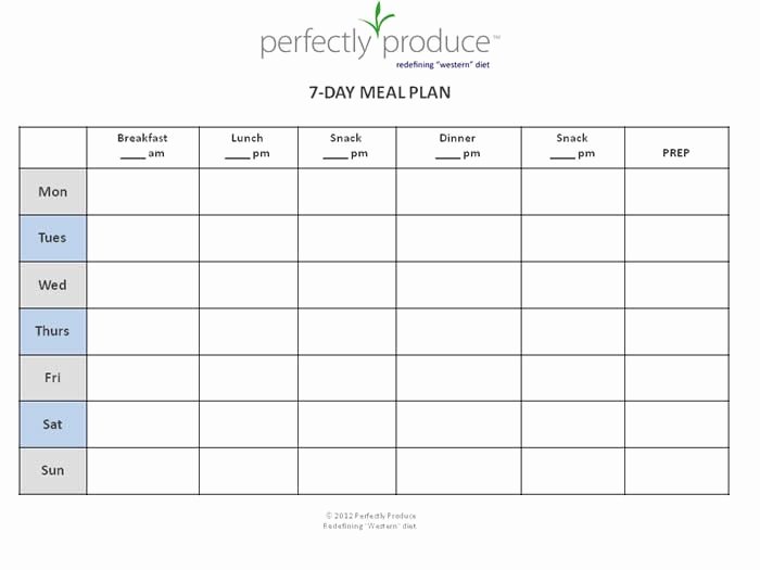 7 Day Week Schedule Template New Perfectly Produce Free 7 Day Meal Planning Template My