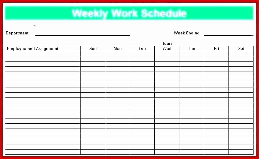 7 Day Work Schedule Template Fresh Johnnybelectric