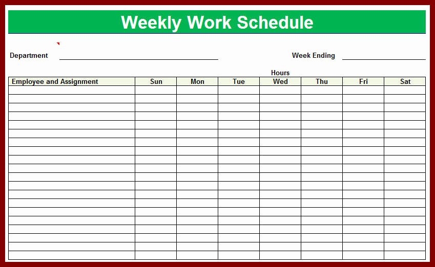 7 Day Work Schedule Template Lovely Weekly Employee Schedule Template