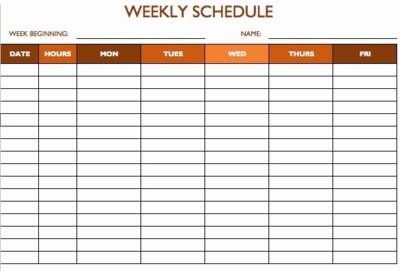 7 Day Work Schedule Template Luxury Work Schedule Template 5 Days