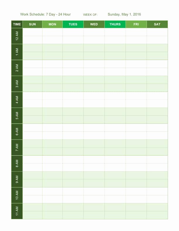 7 Day Work Schedule Template Unique Free Work Schedule Templates for Word and Excel