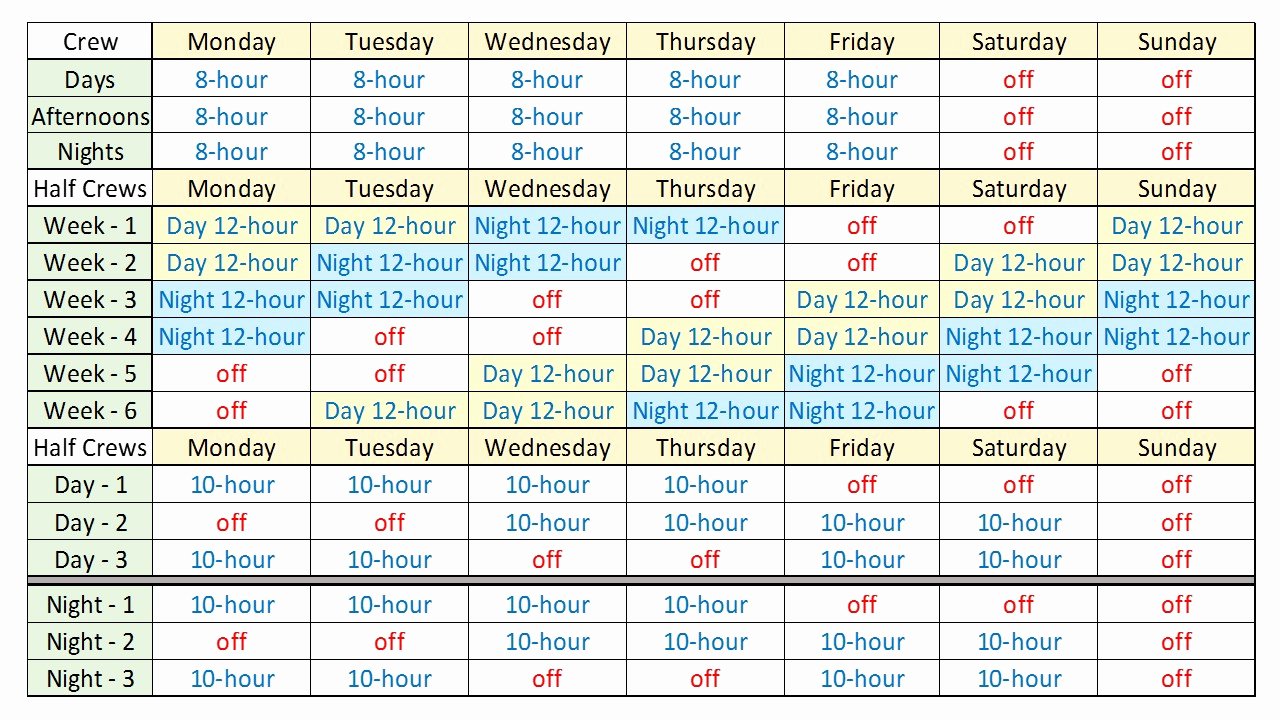 8 Hour Shift Schedule Template Awesome 8 Hour Shift Schedule Template