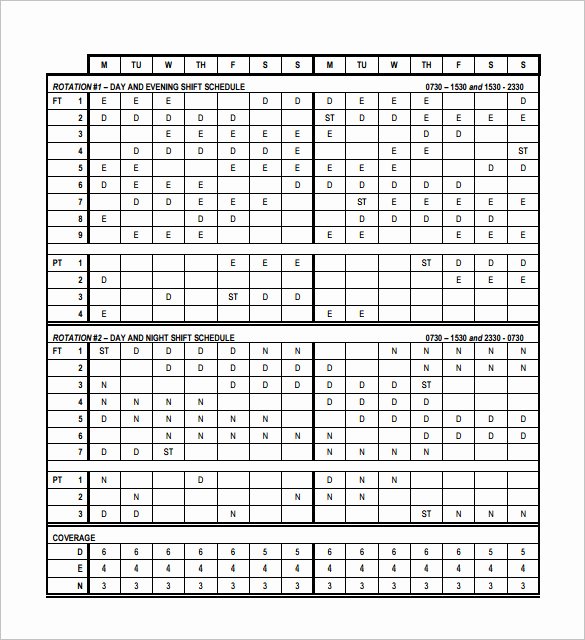 8 Hour Shift Schedule Template Fresh 8 Hour Rotating Shift Schedules Examples