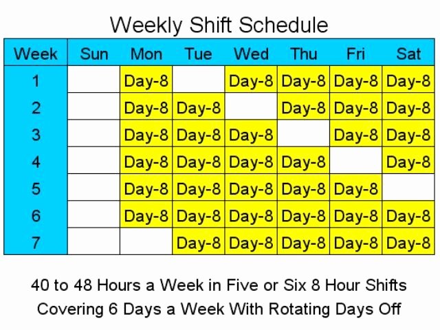 8 Hour Shift Schedule Template Inspirational 8 Hour Shift Schedules for 6 Days A Week