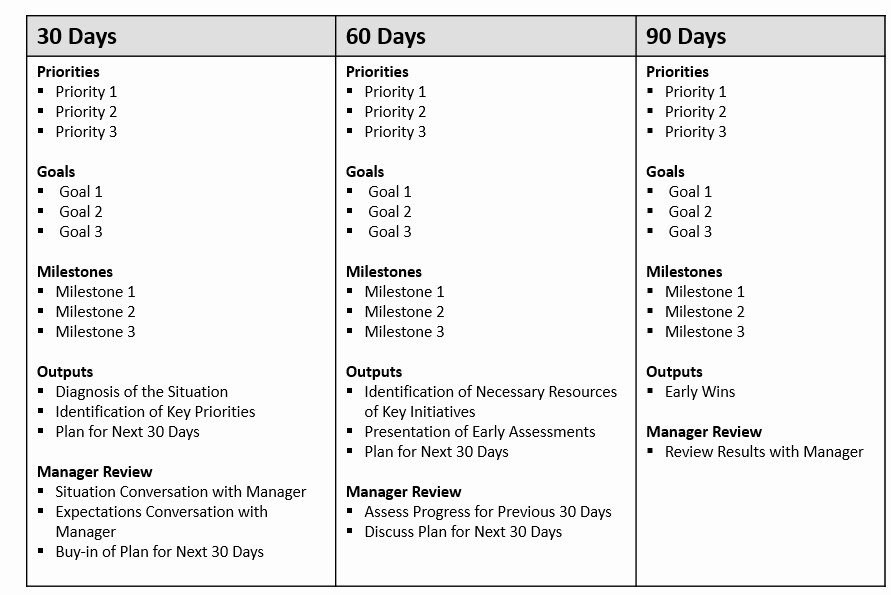 90 Day Planner Template New 30 60 90 Day Plan