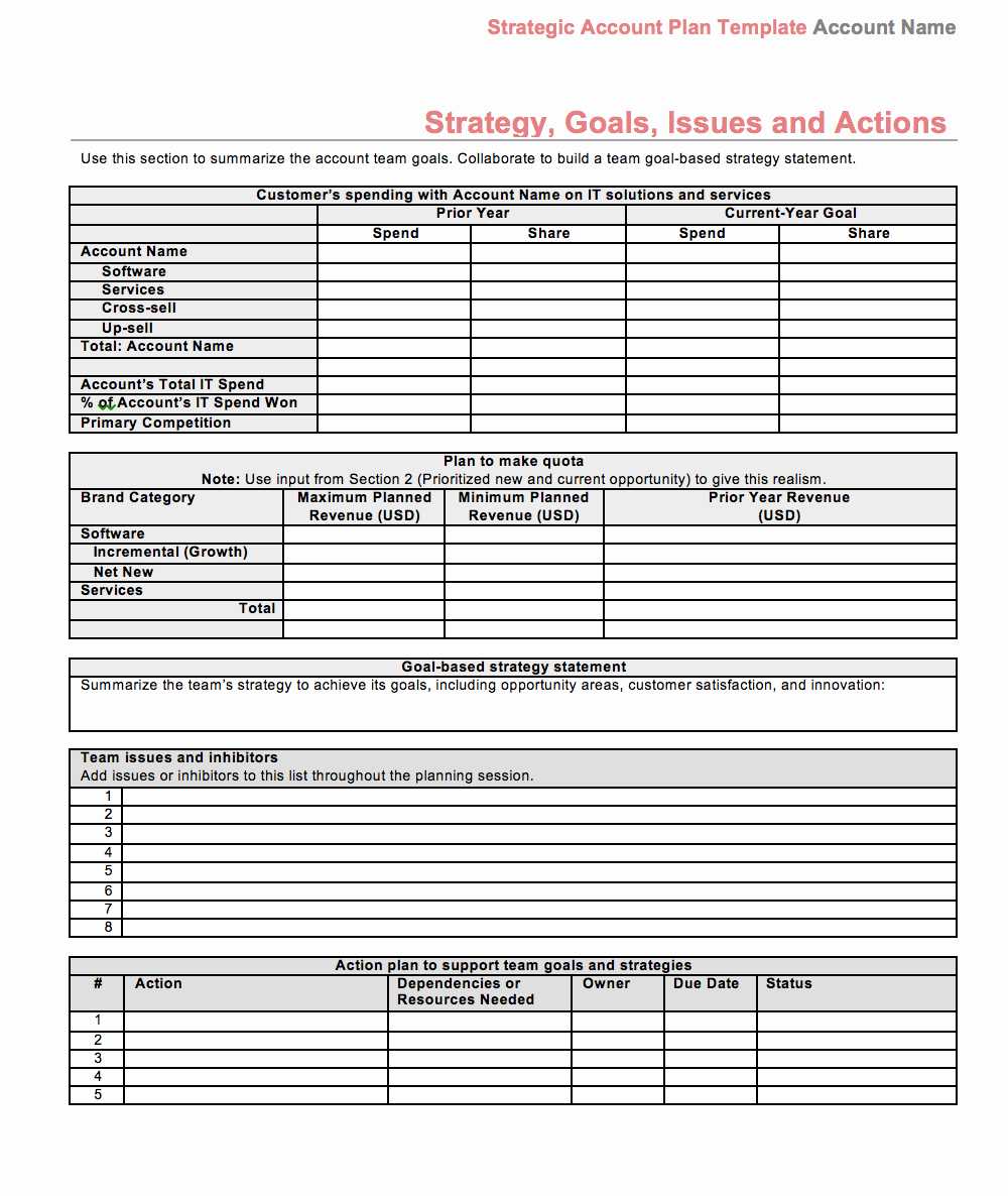 Account Management Plan Template Elegant Strategic Account Plan Template