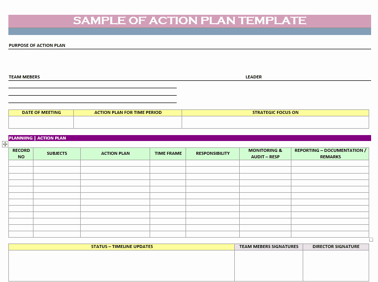 Action Plan Template Excel New Action Plan Templates Word Templates Docs