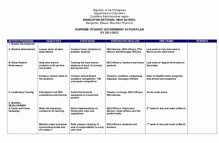 Action Plan Template for Students Best Of Action Plan Ssg