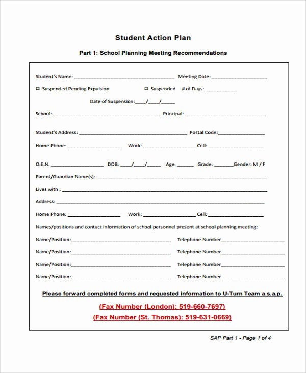 Action Plan Template for Students New 8 Student Action Plan Templates Free Sample Example