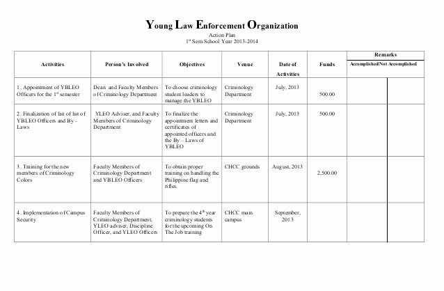 Action Plan Template for Students Unique Sample Action Plan