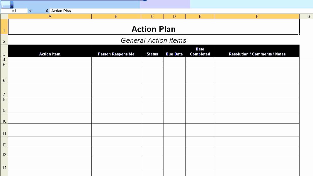 Action Planning Template Excel New Excellent Action Plan Template Example In Ms Excel format