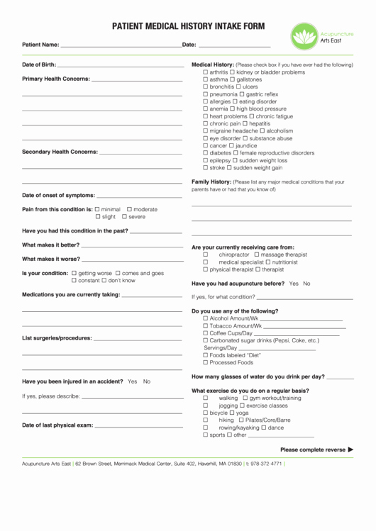 Acupuncture Intake form Template Elegant 34 Medical Intake form Templates Free to In Pdf