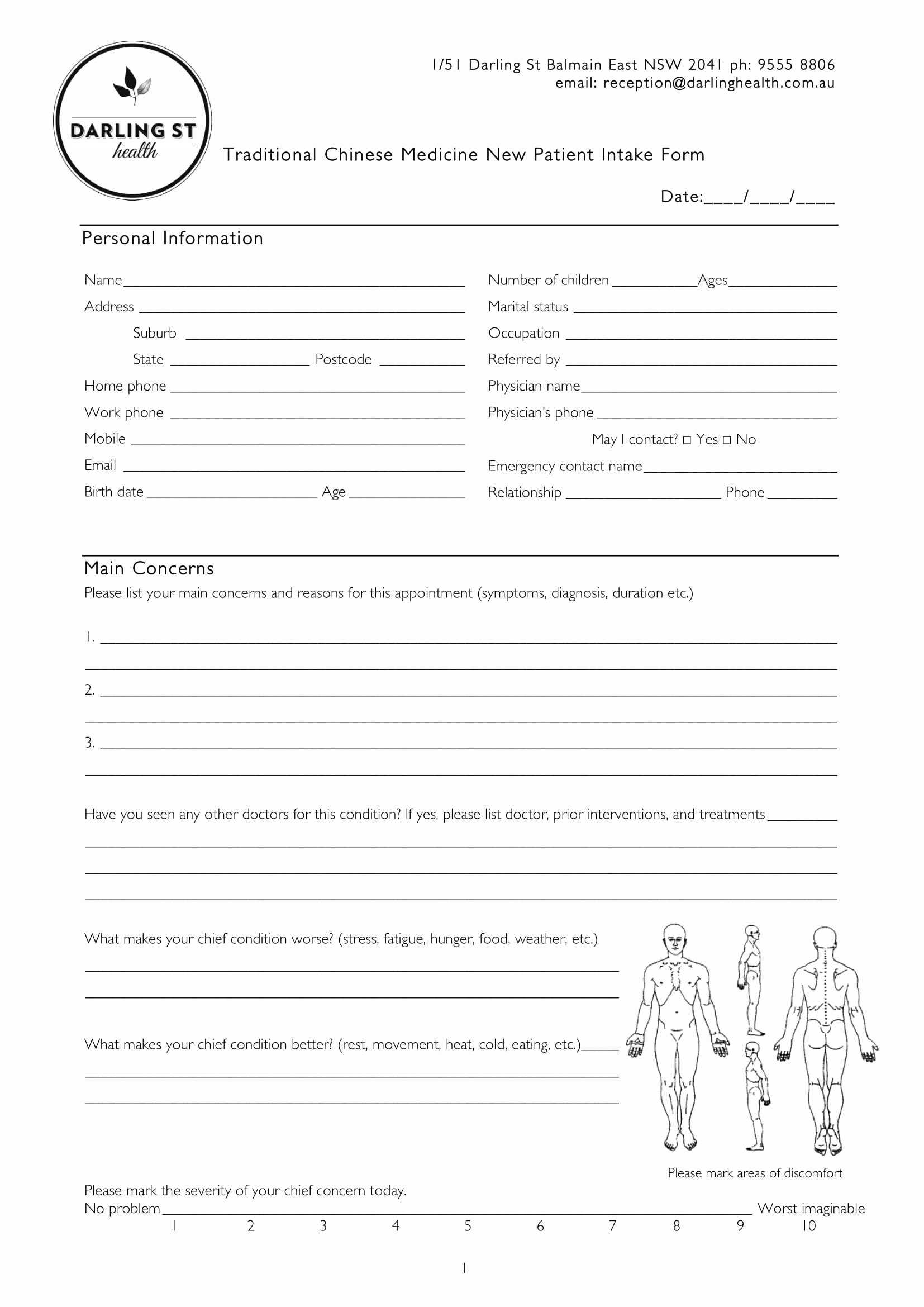 Acupuncture Intake form Template Lovely Free 8 Medicine Patient Intake forms